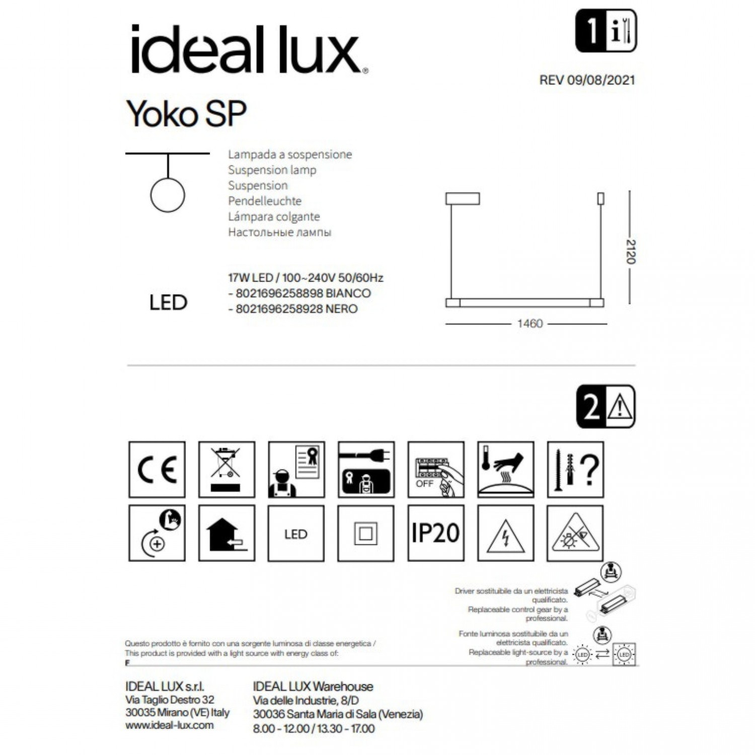 Підвісний світильник Ideal Lux Yoko sp 258898