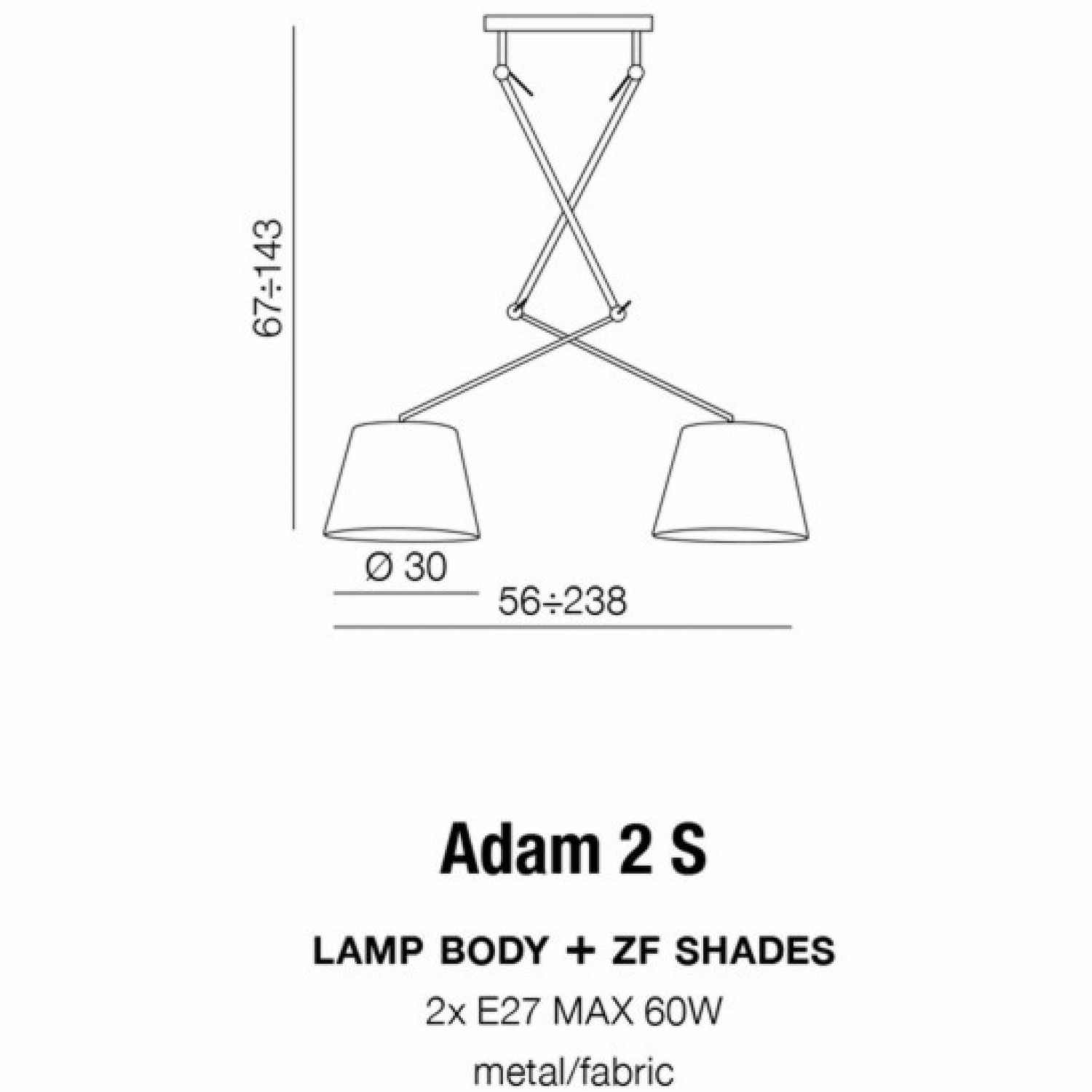 Підвісний світильник AZzardo ADAM 2 S PENDANT LAMPBODY AZ1842