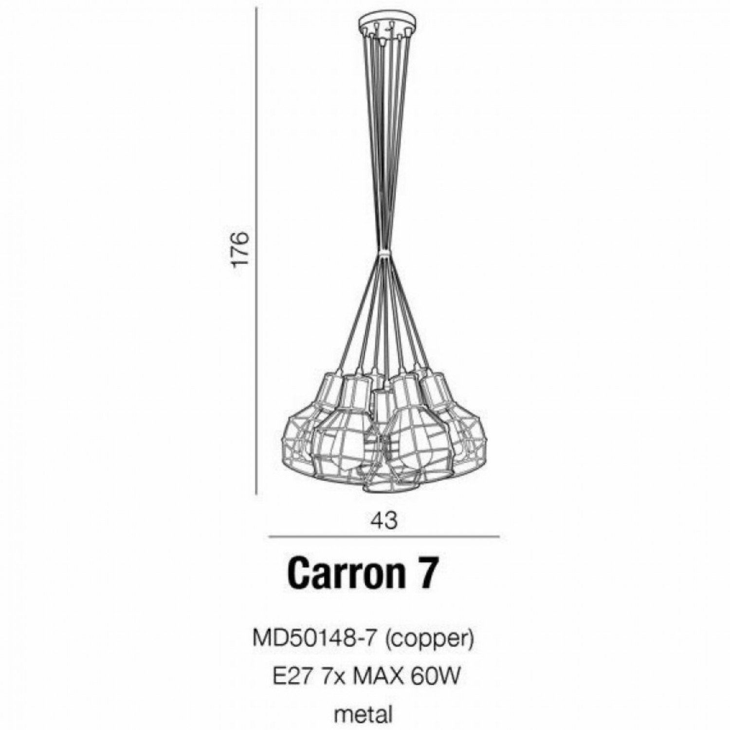 Підвісний світильник AZzardo CARRON 7 COPPER AZ2142
