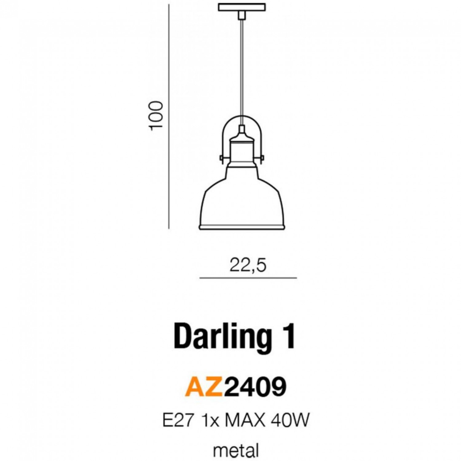 Підвісний світильник AZzardo DARLING 1 BLACK AZ2409