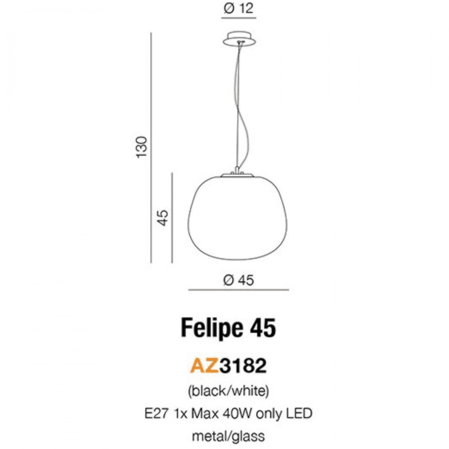 Підвісний світильник AZzardo FELIPE 45 AZ3182