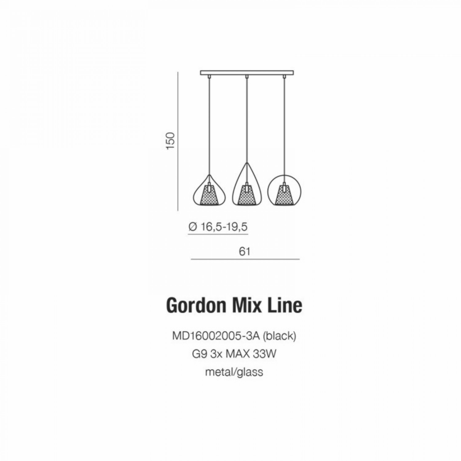 Підвісний світильник AZzardo GORDON MIX LINE AZ2168