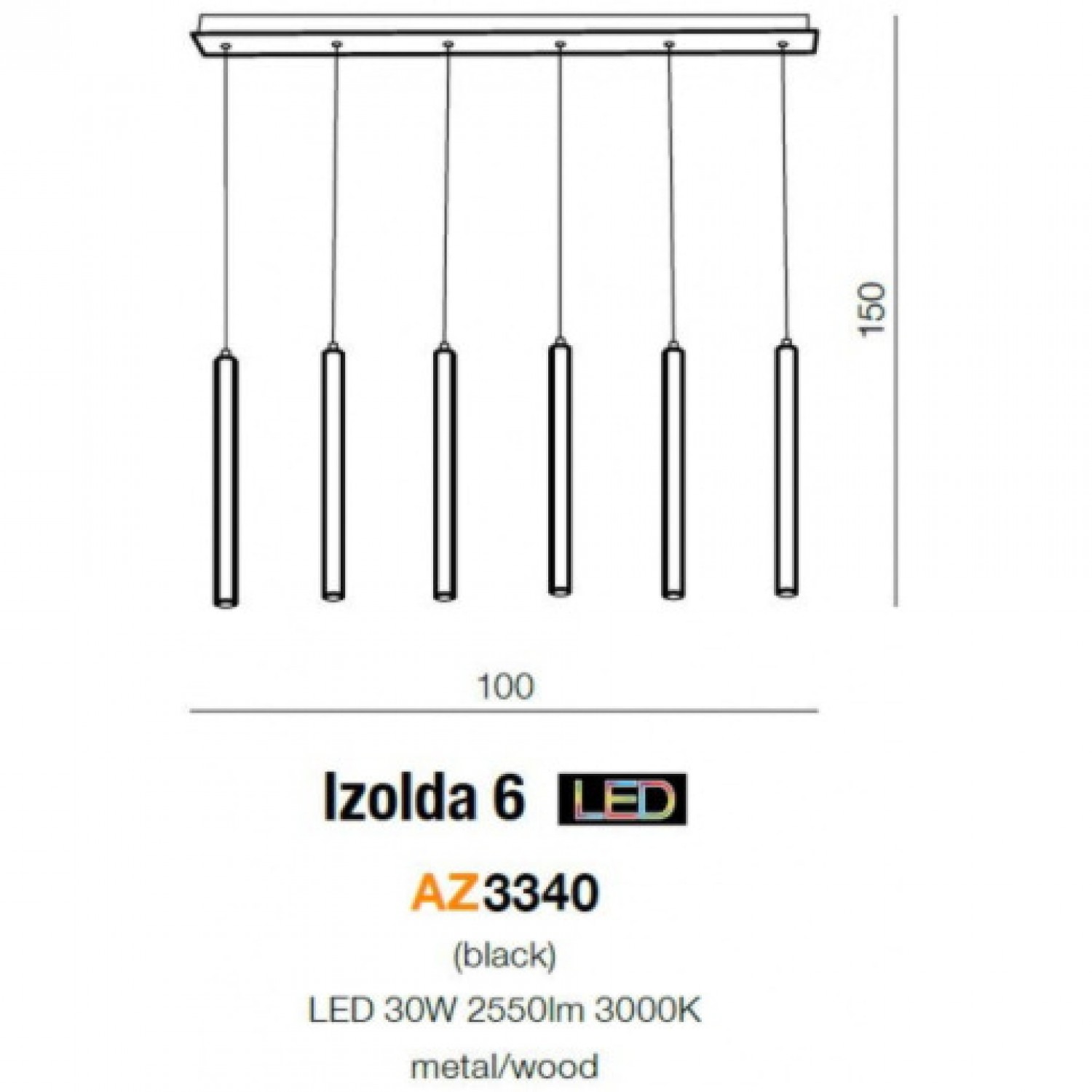 Подвесной светильник AZzardo IZOLDA 6 AZ3340