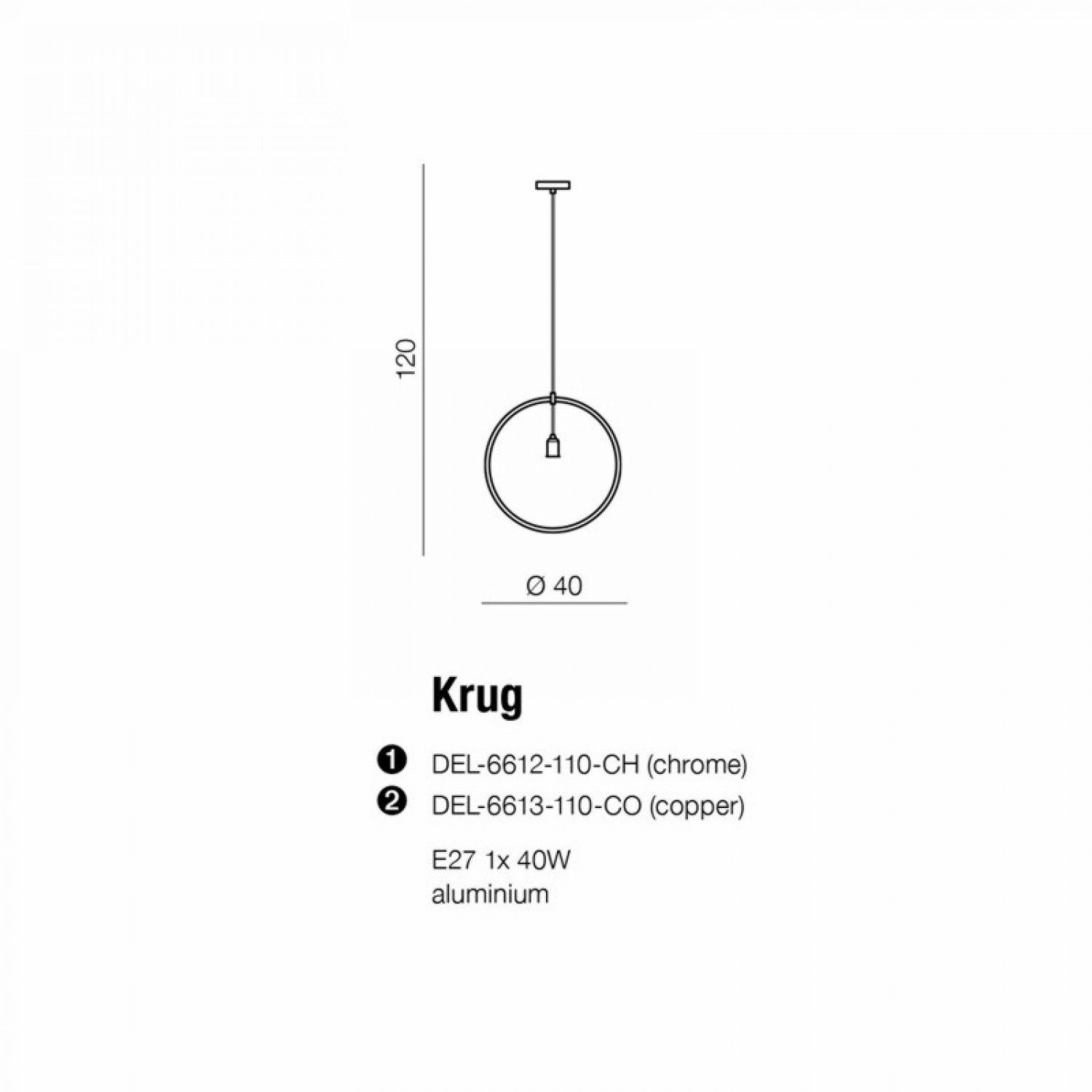 Подвесной светильник AZzardo KRUG CHROME AZ2112