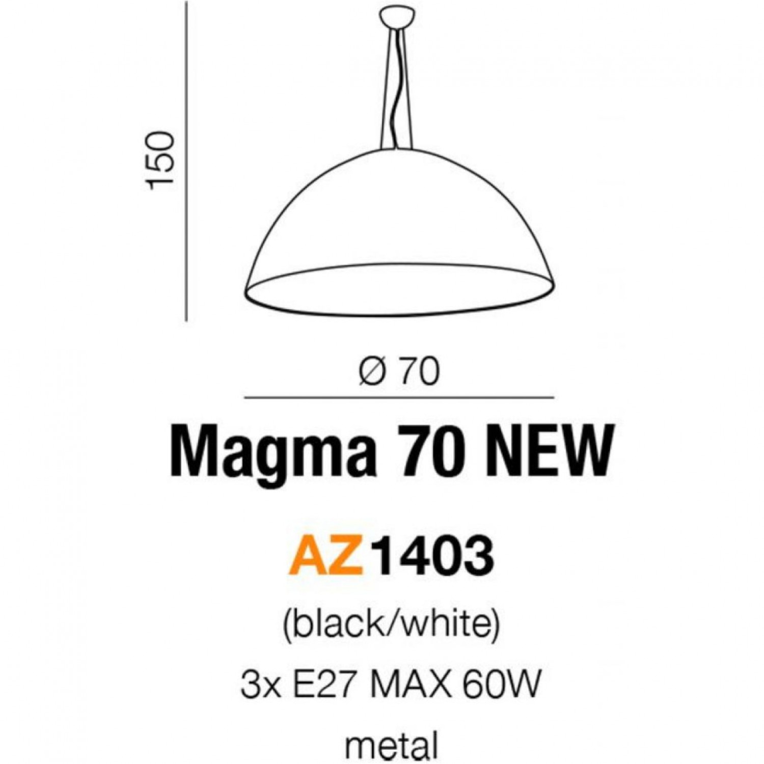 Подвесной светильник AZzardo MAGMA 70  AZ1403