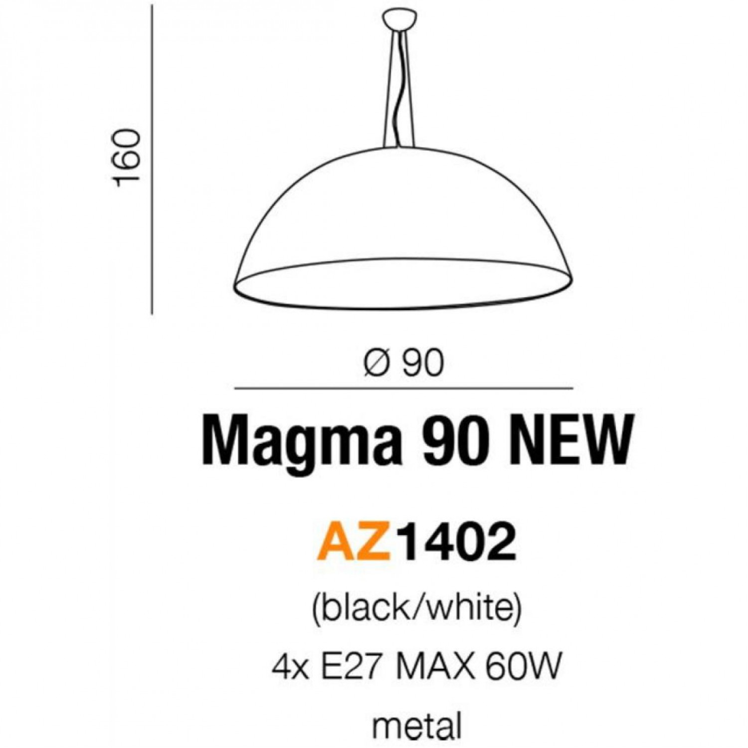Подвесной светильник AZzardo MAGMA 90  AZ1402