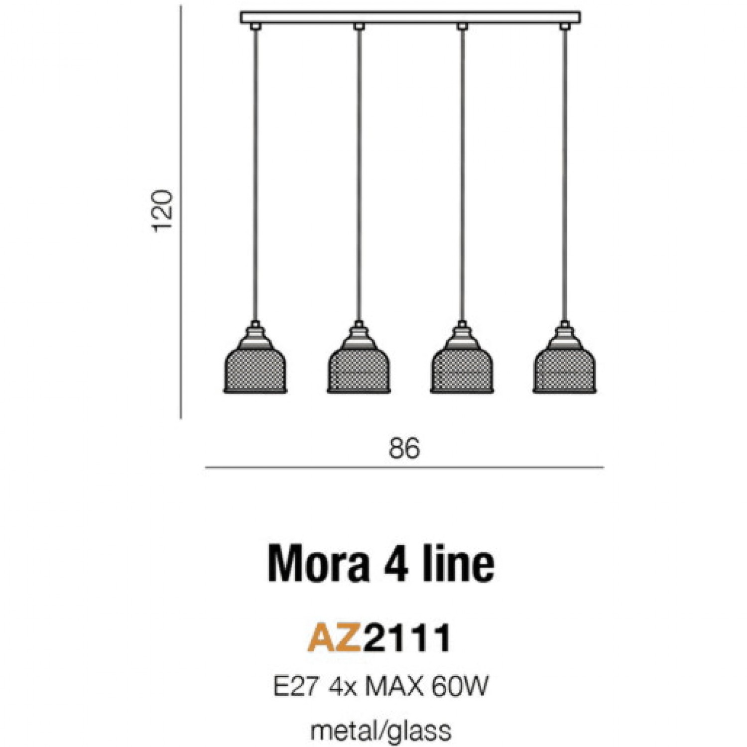 Подвесной светильник AZzardo MORA 4 LINE AZ2111