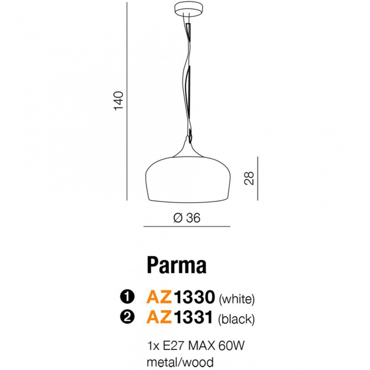 Подвесной светильник AZzardo PARMA WHITE AZ1330