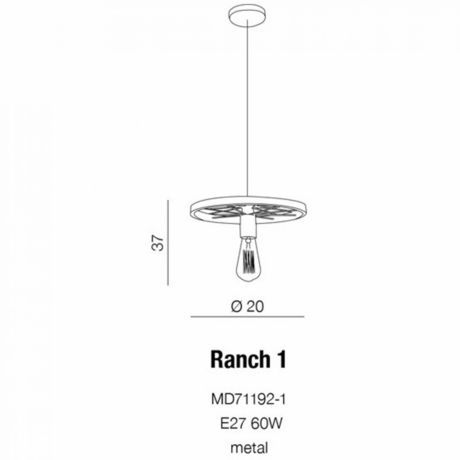Підвісний світильник AZzardo RANCH 1 AZ1648