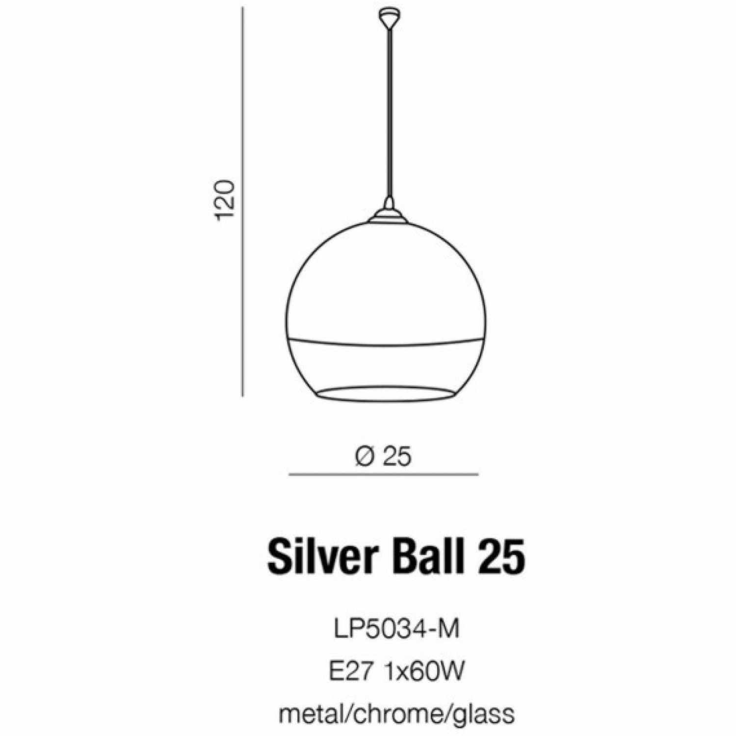 Підвісний світильник AZzardo SILVER BALL 25 AZ0733