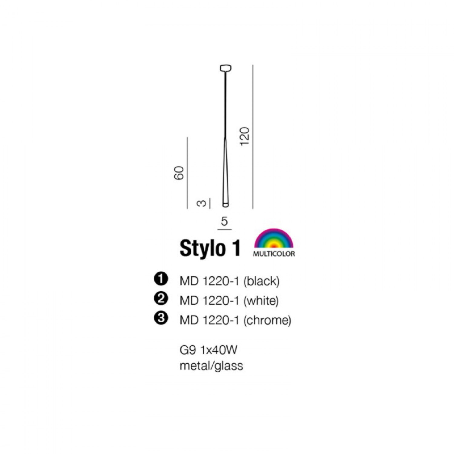 Підвісний світильник AZzardo STYLO 1 BLACK AZ0116
