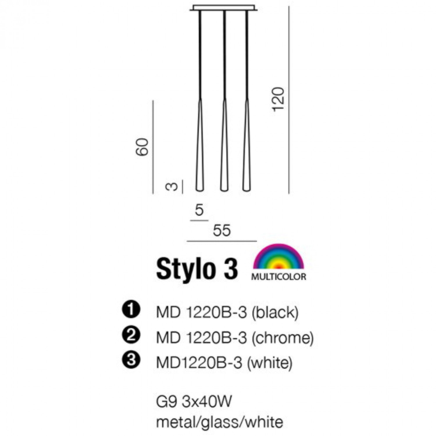 Підвісний світильник AZzardo STYLO 3 WHITE AZ0207