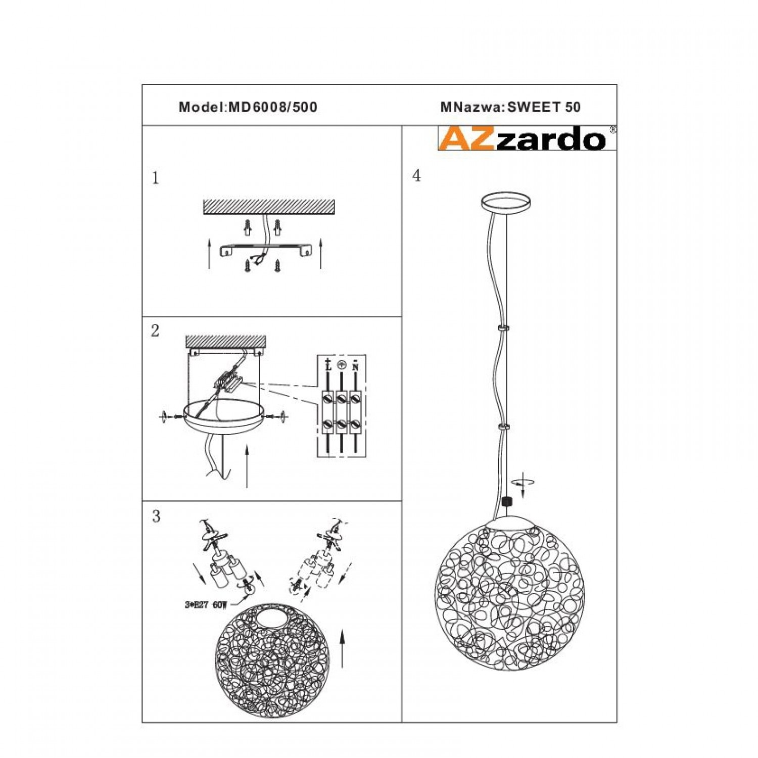 Подвесной светильник AZzardo SWEET 50 AZ0443