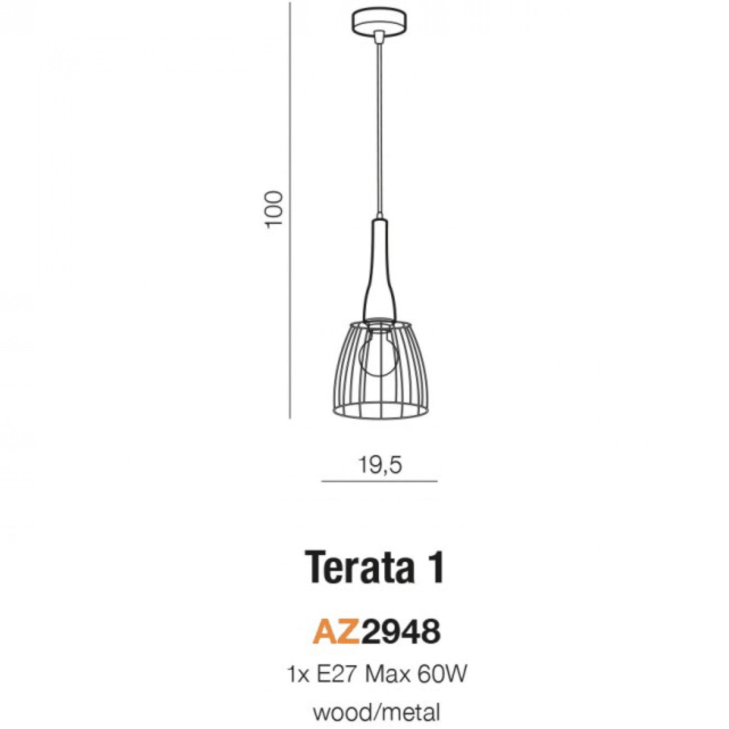 Підвісний світильник AZzardo TERATA 1 AZ2948