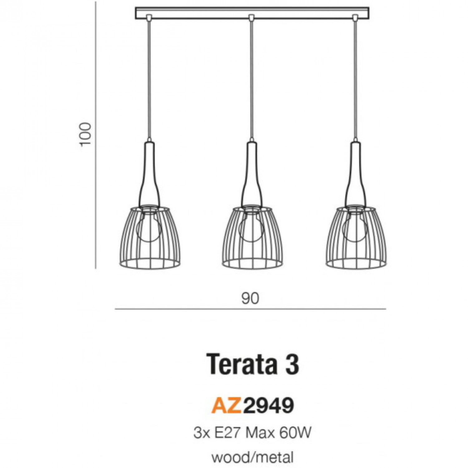 Підвісний світильник AZzardo TERATA 3 AZ2949