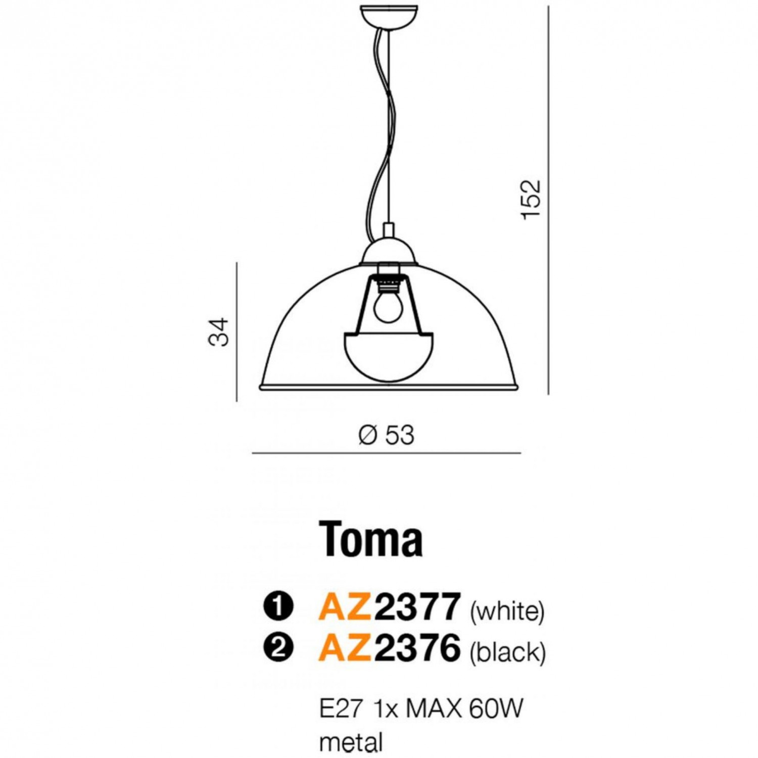 Подвесной светильник AZzardo TOMA WHITE AZ2377