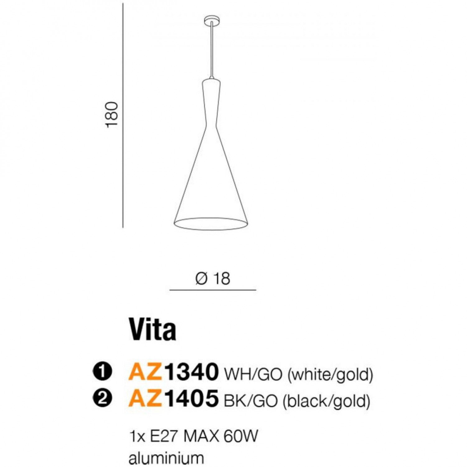 Підвісний світильник AZzardo VITA WHITEGOLD AZ1340