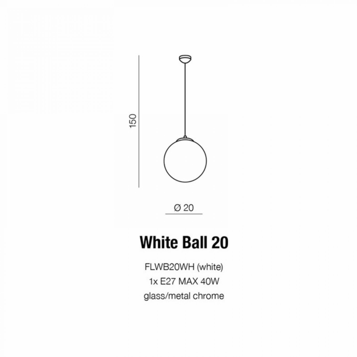Підвісний світильник AZzardo WHITE BALL 20 AZ1325