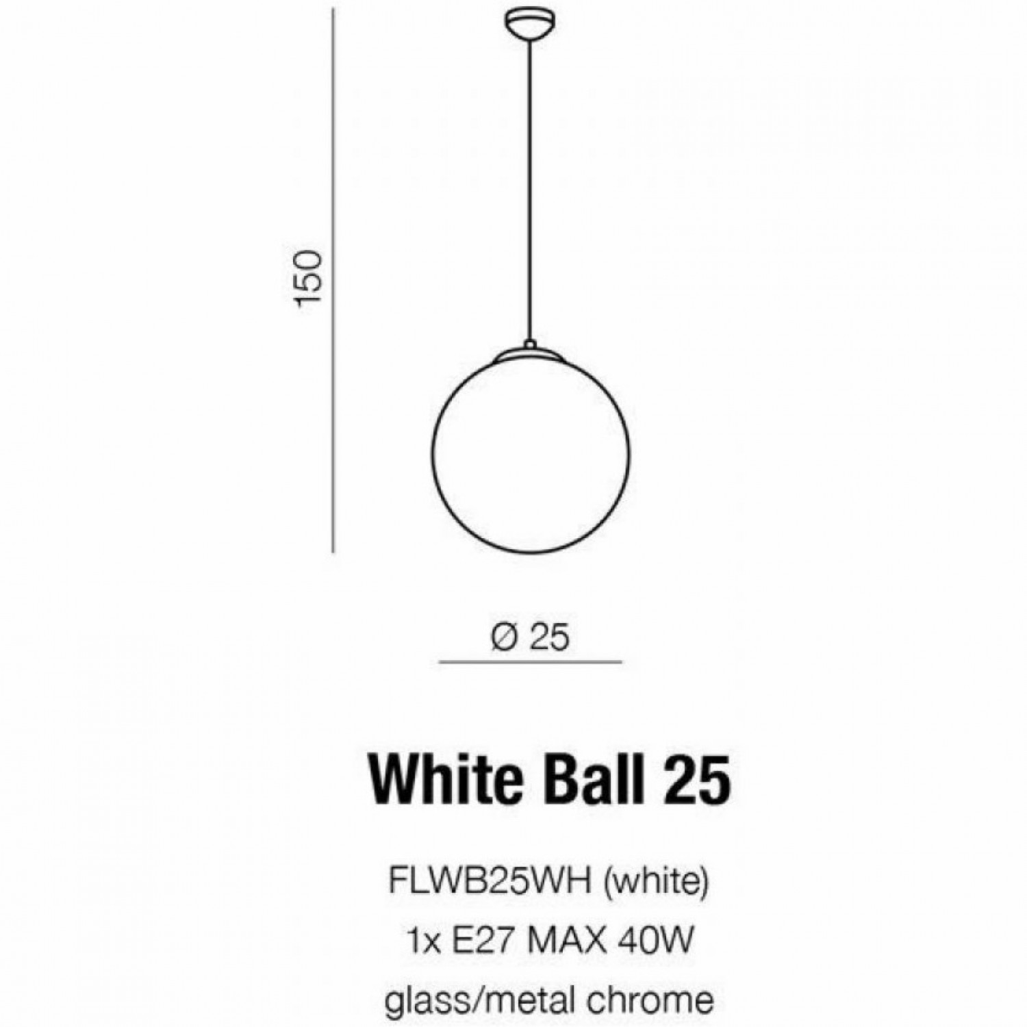 Подвесной светильник AZzardo WHITE BALL 25 AZ2515