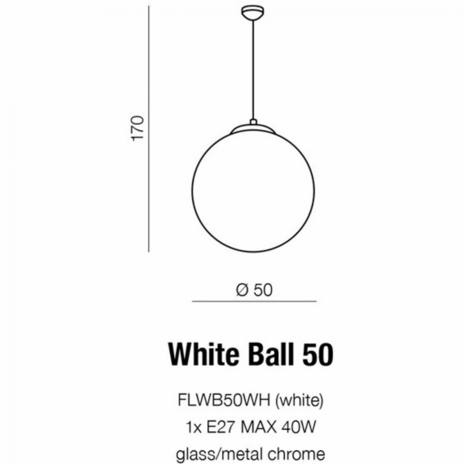 Підвісний світильник AZzardo WHITE BALL 50 AZ1329