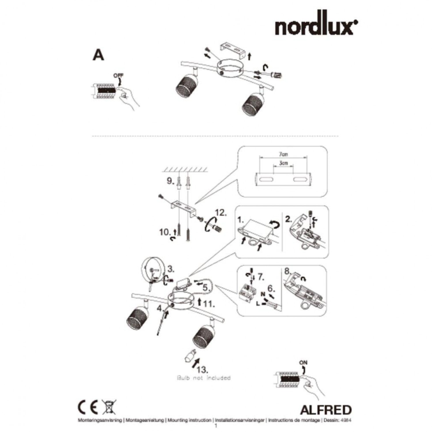 Потолочный светильник Nordlux Alfred 49840103