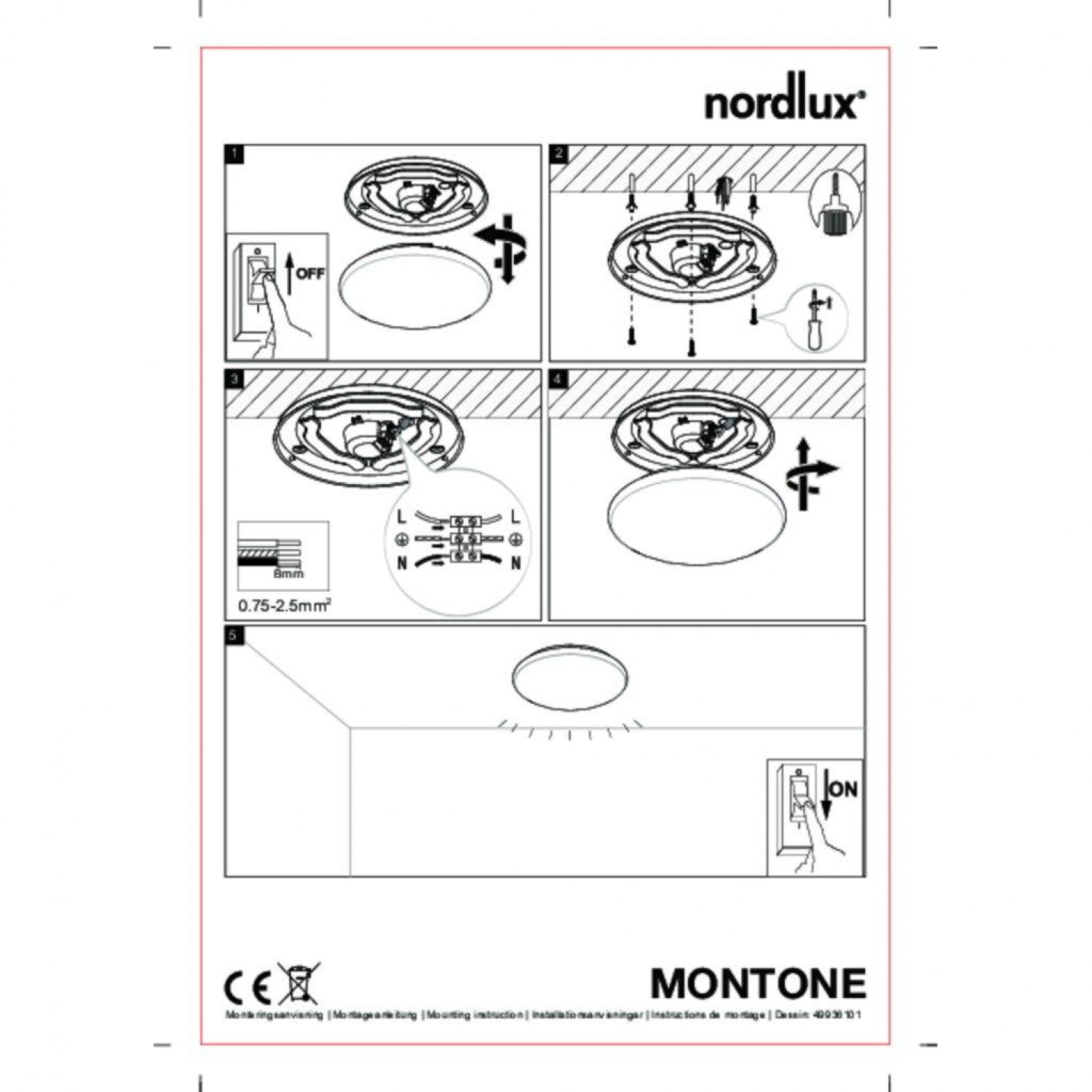 Потолочный светильник Nordlux Montone 25 2700K 49936101