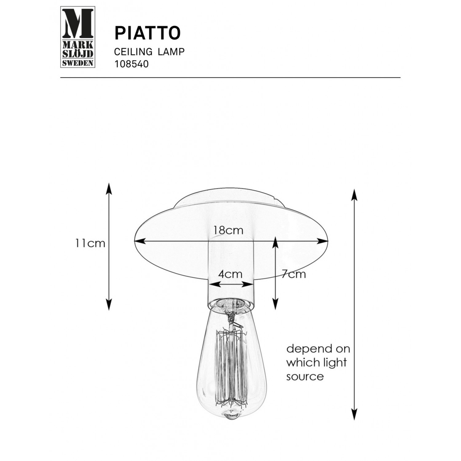 Потолочная люстра MarkSlojd Sweden PIATTO 108540