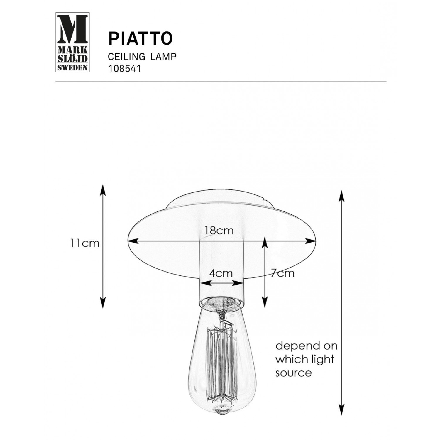 Потолочная люстра MarkSlojd Sweden PIATTO 108541