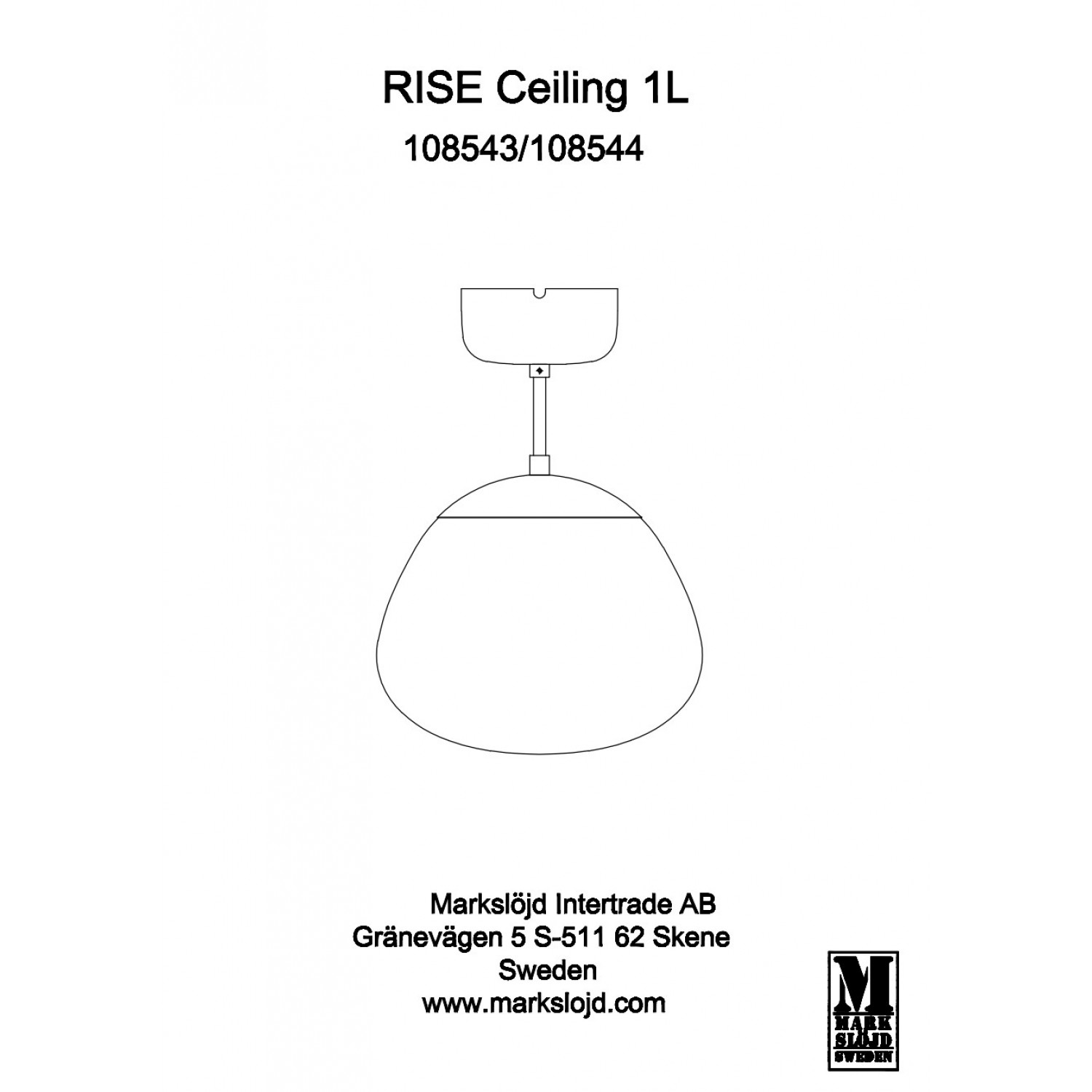 Потолочная люстра MarkSlojd Sweden RISE 108544