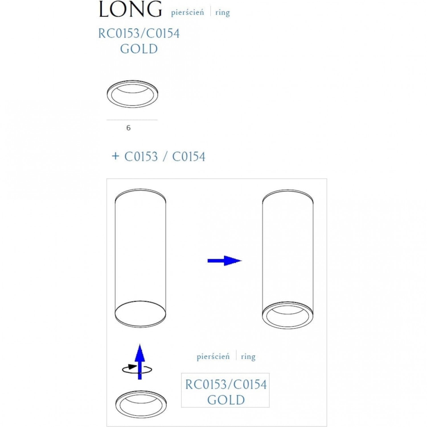 Рефлектор  MaxLight LONG RING/GD RC0153/C0154 GOLD