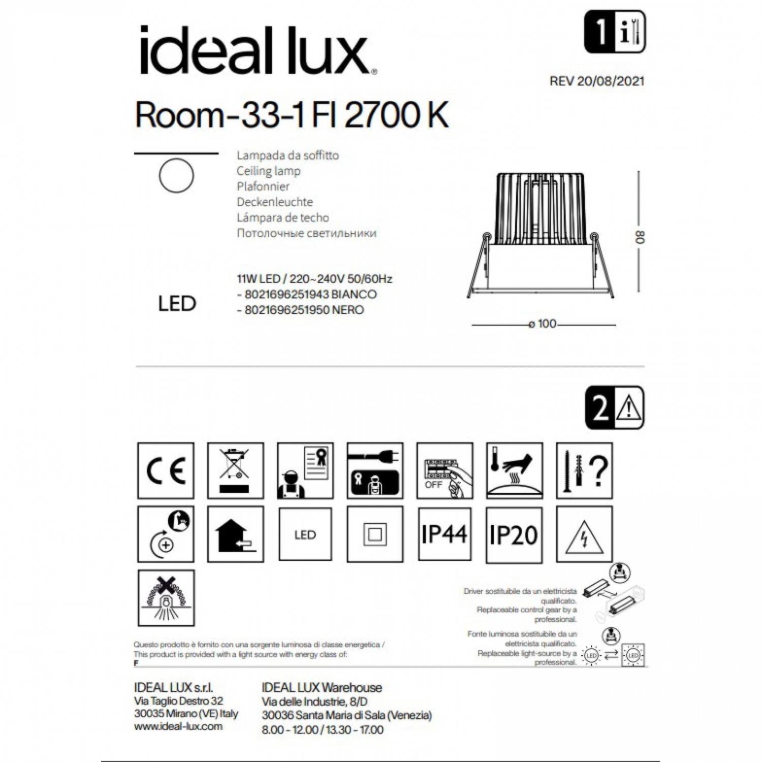 Точковий світильник Ideal Lux Room-33-1 fi 2700k 251943