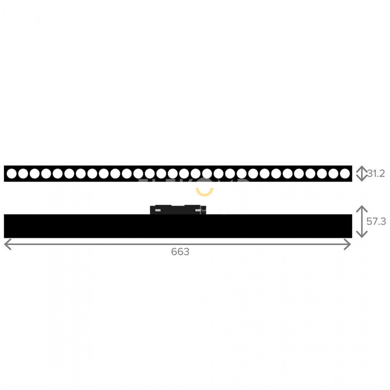 Трековий світильник 36 Elekomp Track Світильник Лінія N45° 4000К 245499