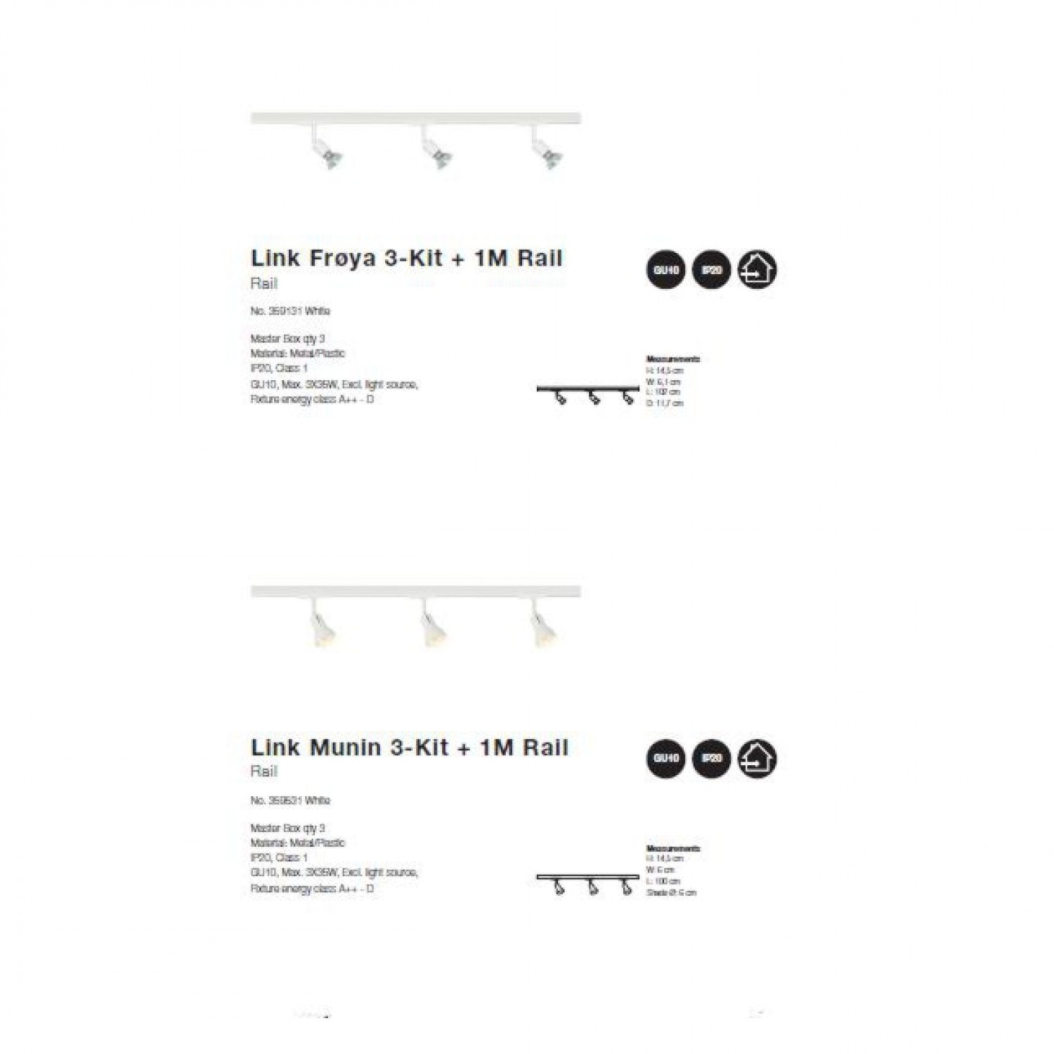 Трековий світильник Nordlux Link Frøya 3-Kit 1M Skinne 359131