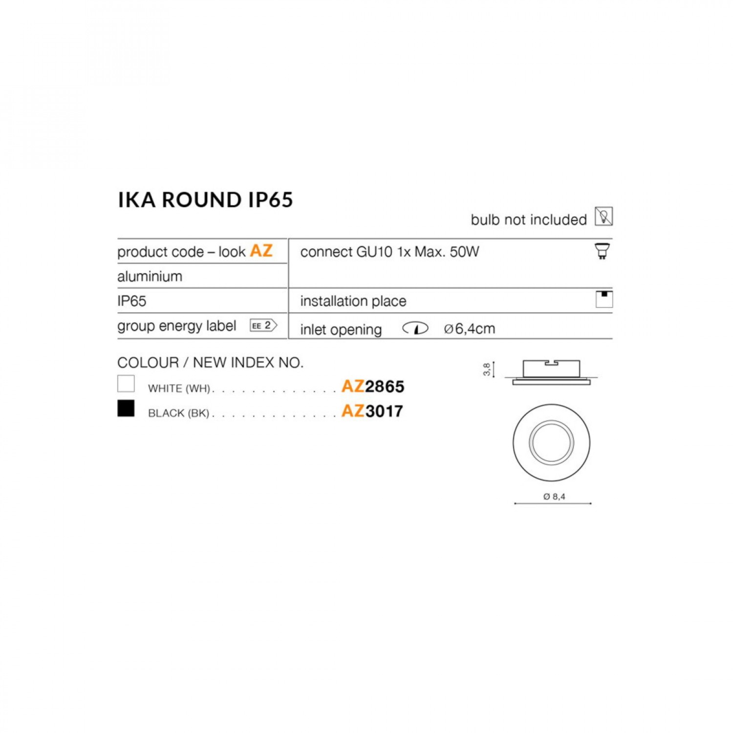 Точечный светильник AZzardo IKA ROUND IP65 DGR AZ4232
