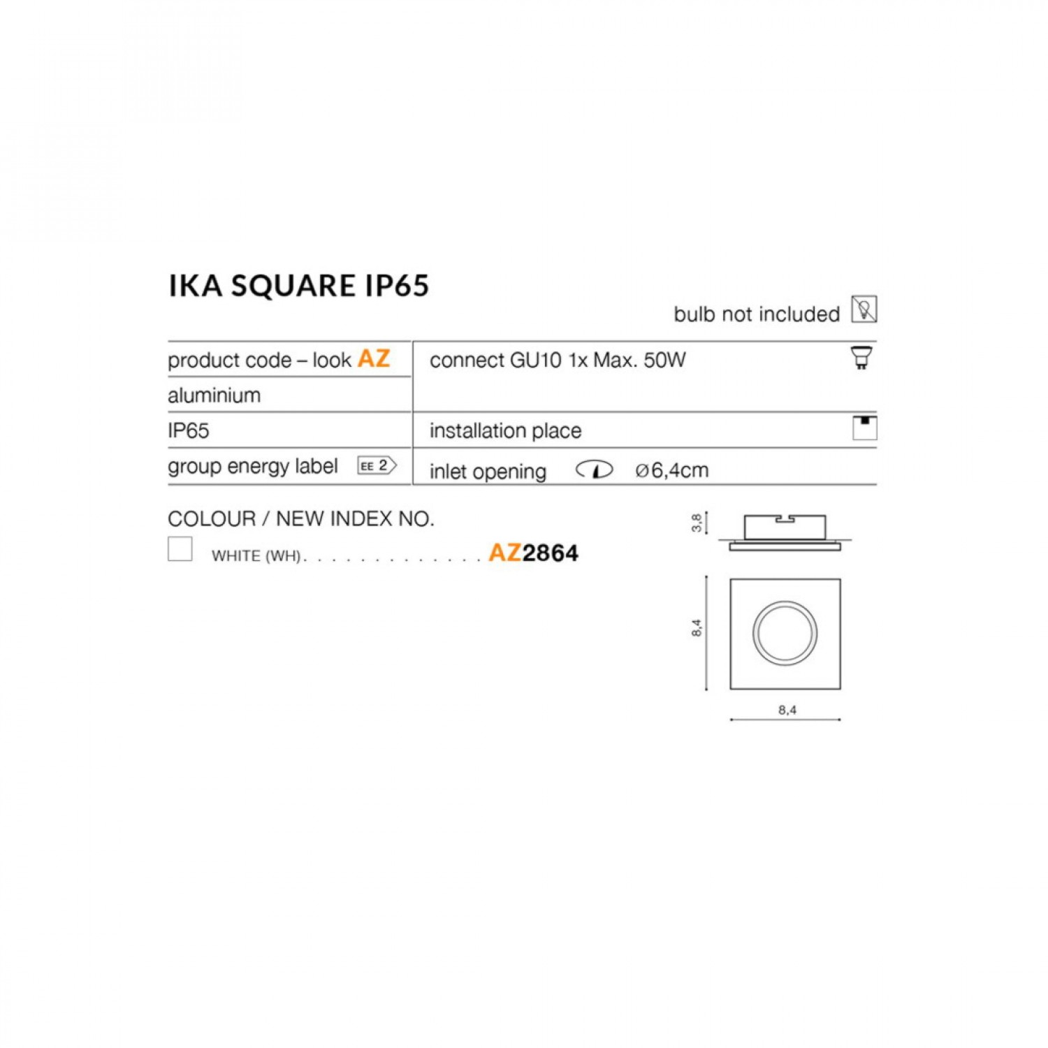 Точечный светильник AZzardo IKA SQUARE IP65 DGR AZ4231