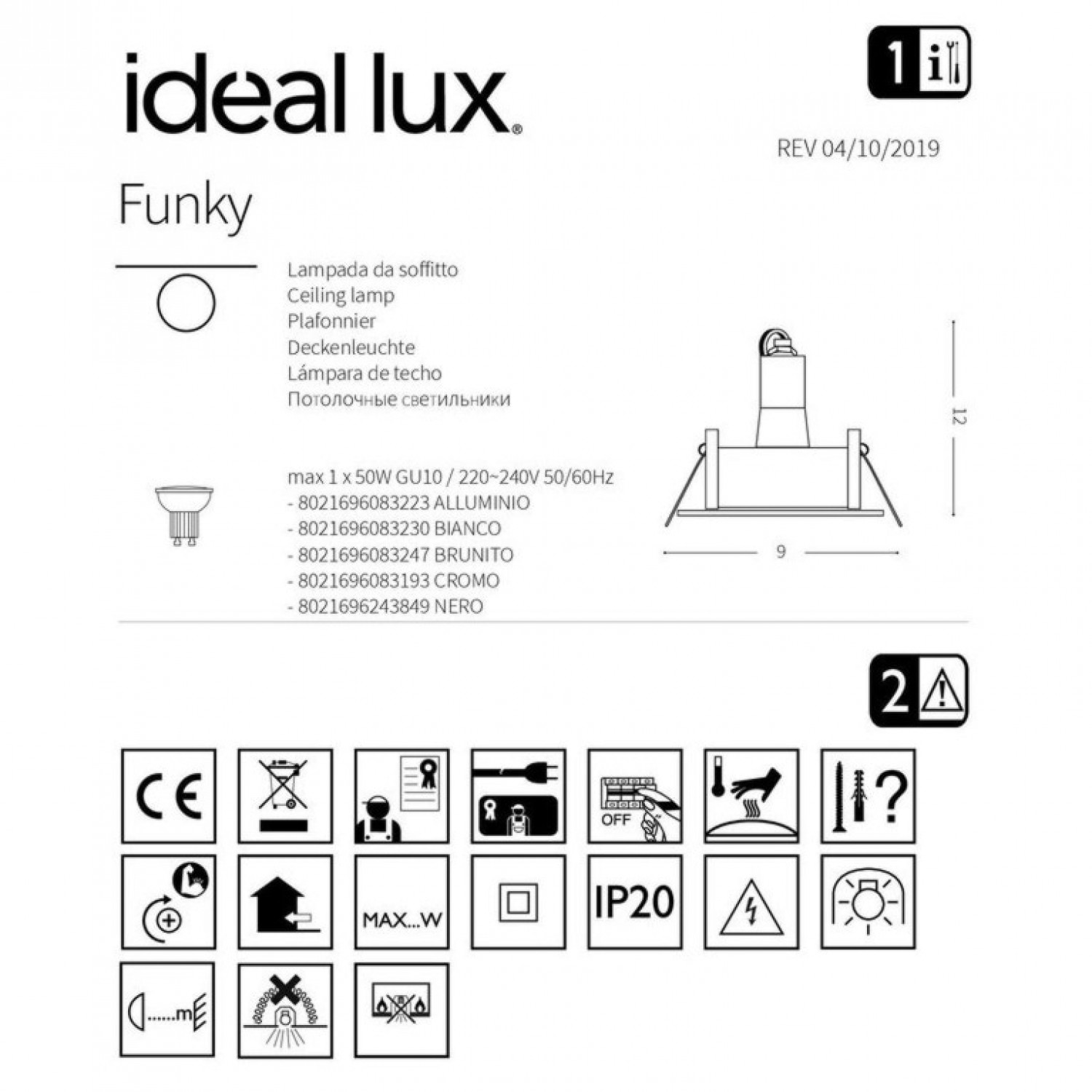 Точковий світильник Ideal Lux FUNKY BRUNITO 083247