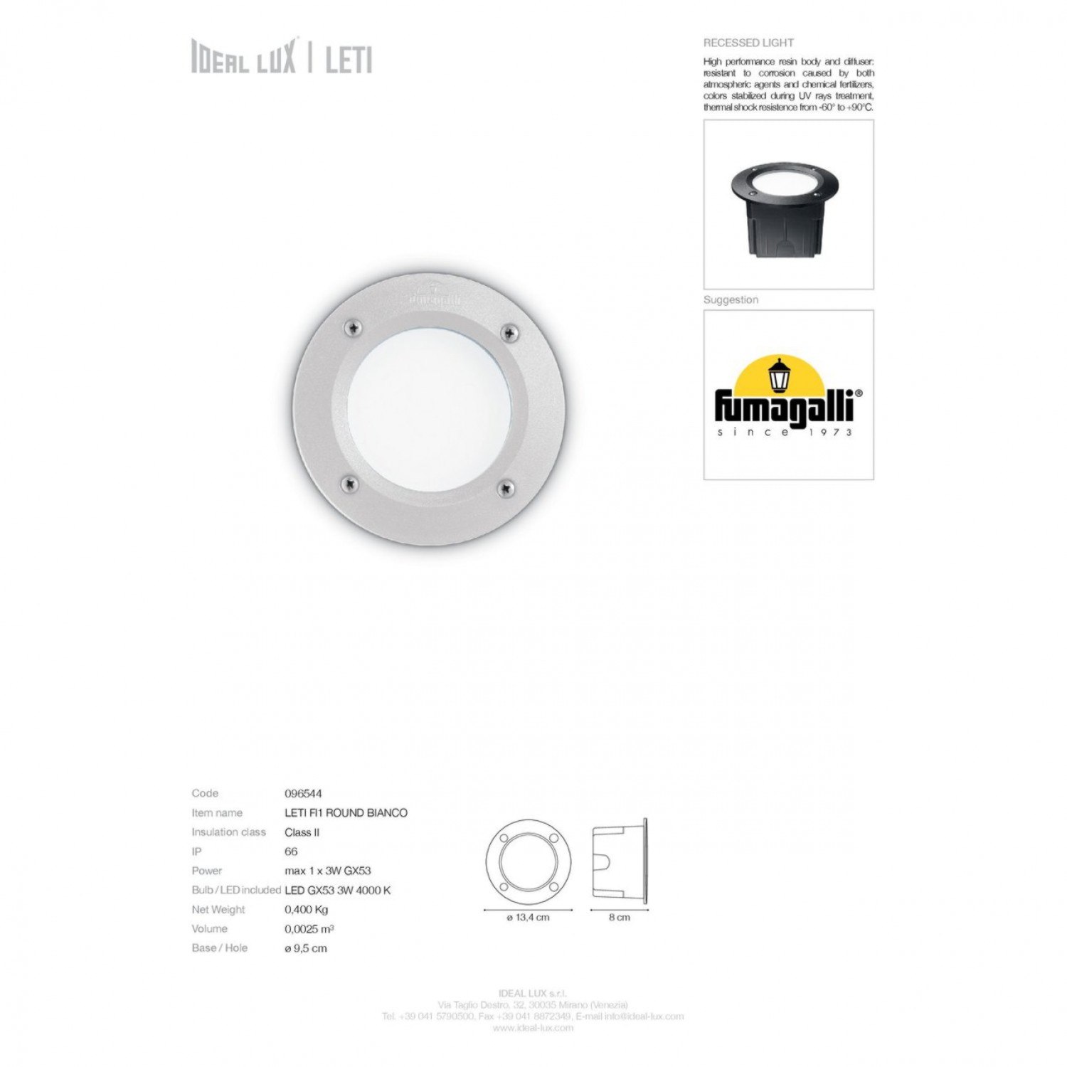 Точечный светильник Ideal Lux LETI PT1 ROUND NERO 096551