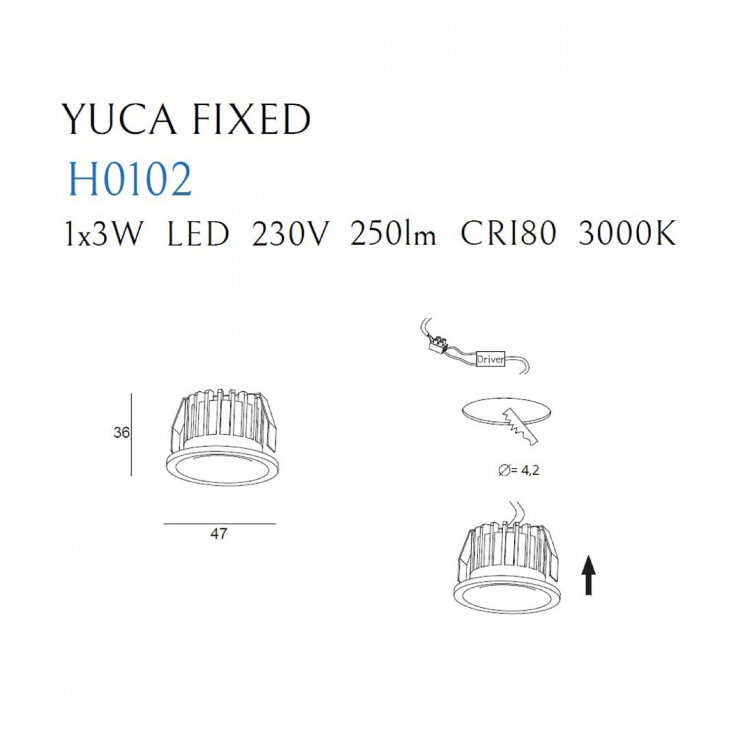 Врезной точечный светильник MaxLight YUCA FIXED H0102
