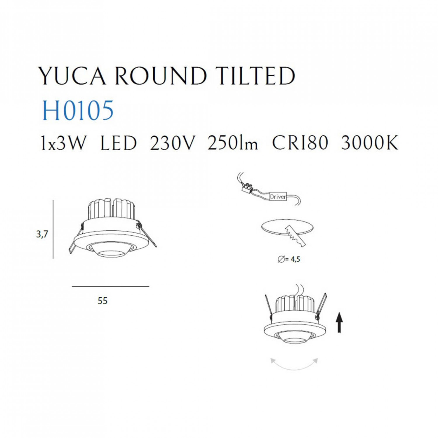 Врезной точечный светильник MaxLight YUCA ROUND H0105