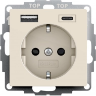 Электрофурнитура Gira Розетка с USB 2-гн A/C System 55. 245901
