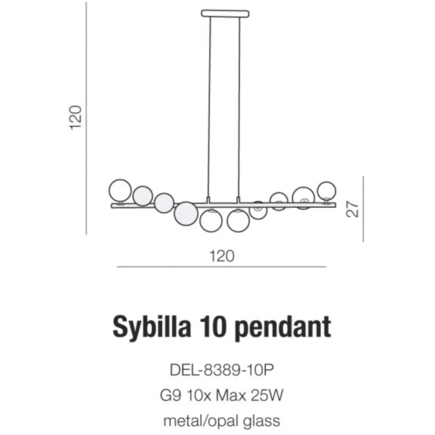 Підвісний світильник AZzardo SYBILLA 10 PENDANT AZ2100